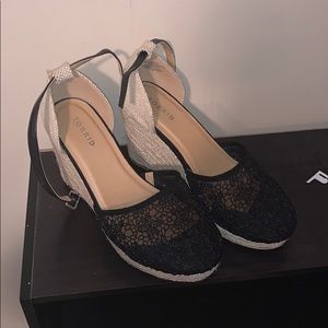 Black crochet midi wedge heel (size 11)